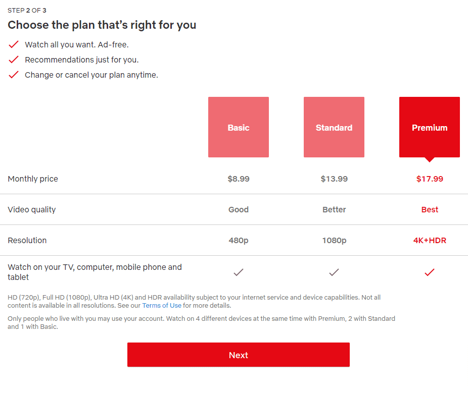 netflix onboarding account setup prices